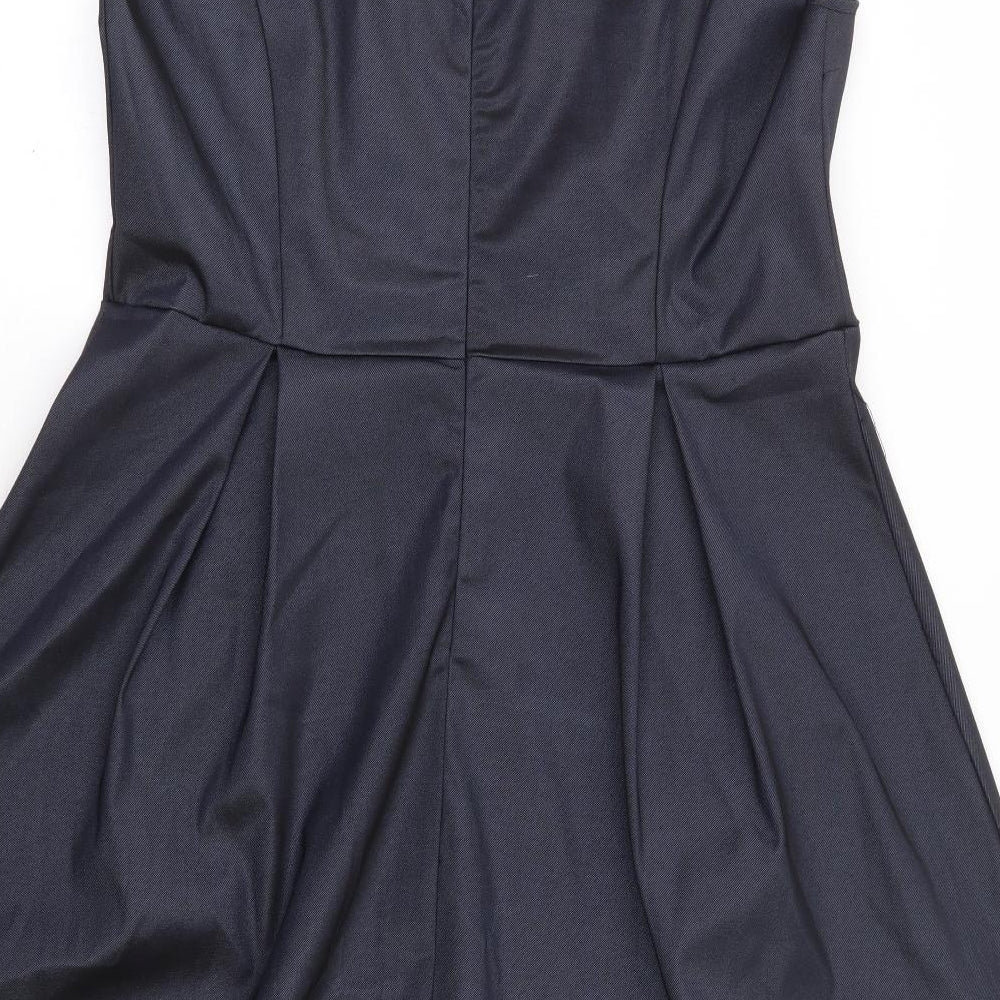 Collection London Womens Blue Polyester Fit & Flare Size 16 Round Neck Zip - Occasionwear