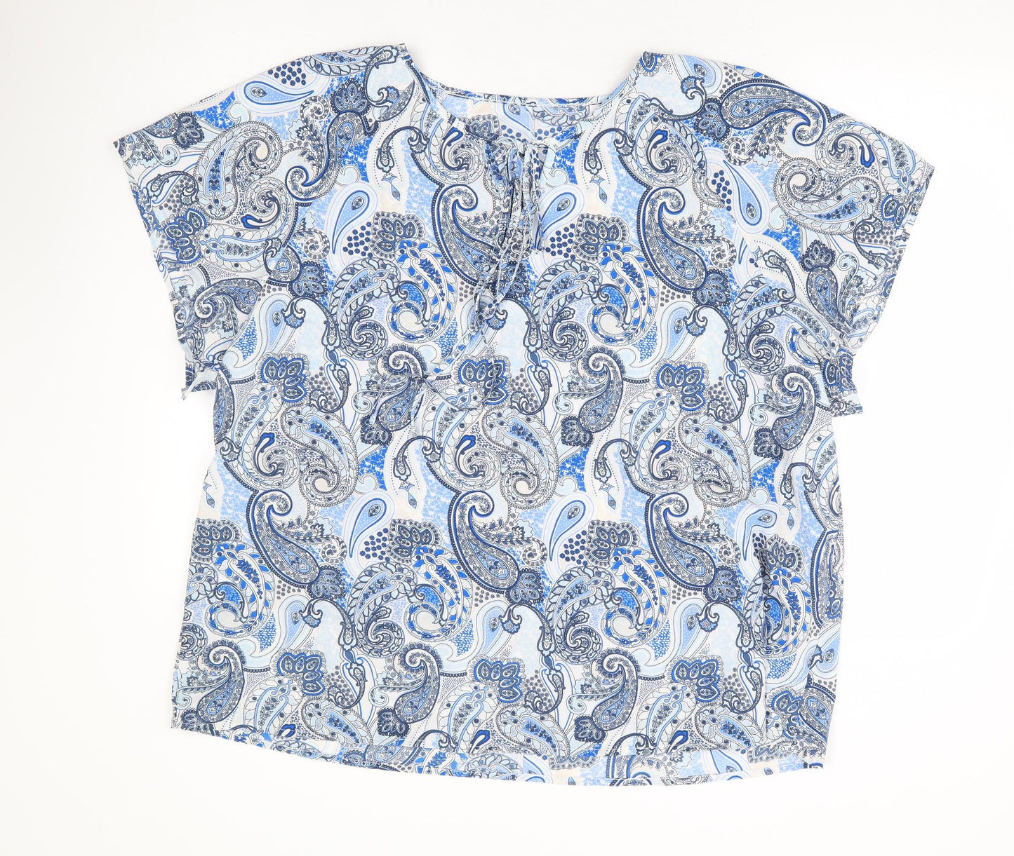 SheIn Womens Blue Paisley Polyester Basic T-Shirt Size 3XL Round Neck
