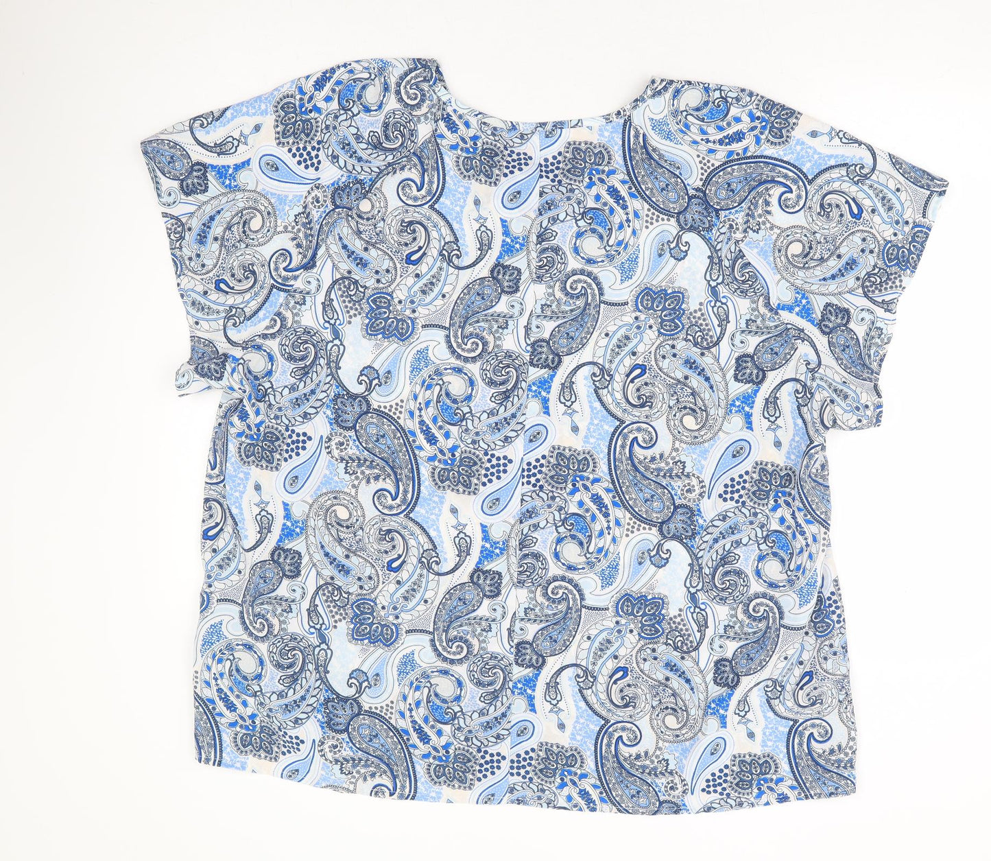 SheIn Womens Blue Paisley Polyester Basic T-Shirt Size 3XL Round Neck