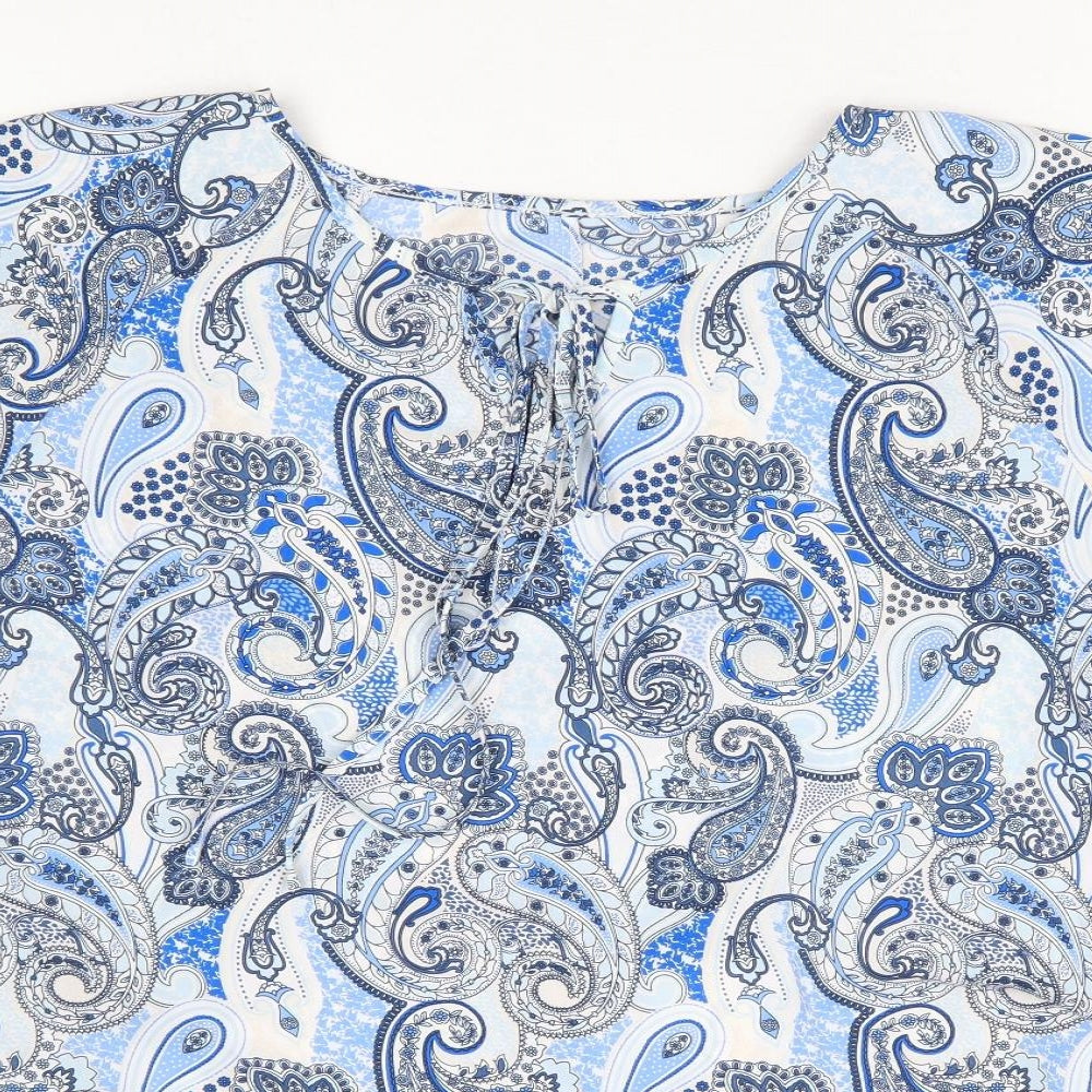 SheIn Womens Blue Paisley Polyester Basic T-Shirt Size 3XL Round Neck
