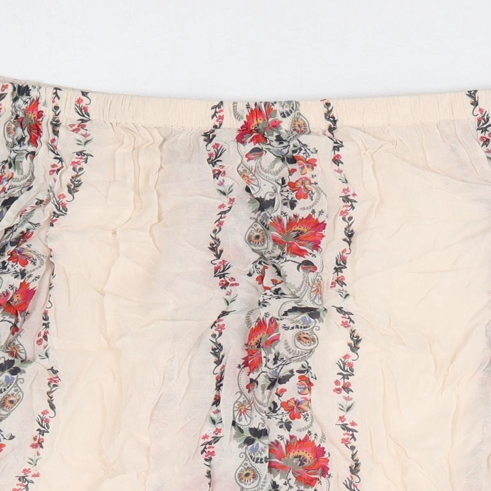 Monsoon Womens Beige Floral Viscose Basic Blouse Size 8 Off the Shoulder - Bardot