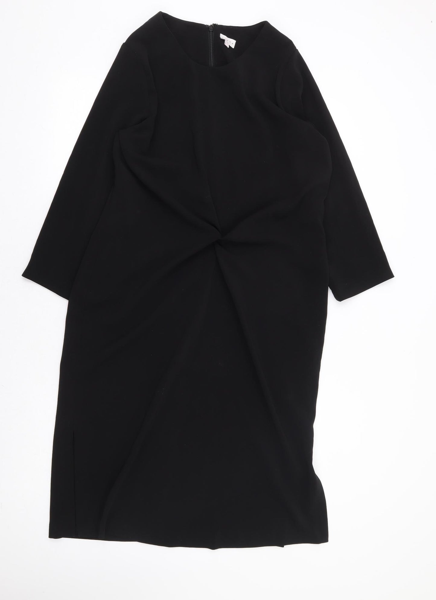 Linea Womens Black Polyester A-Line Size 12 Round Neck Zip