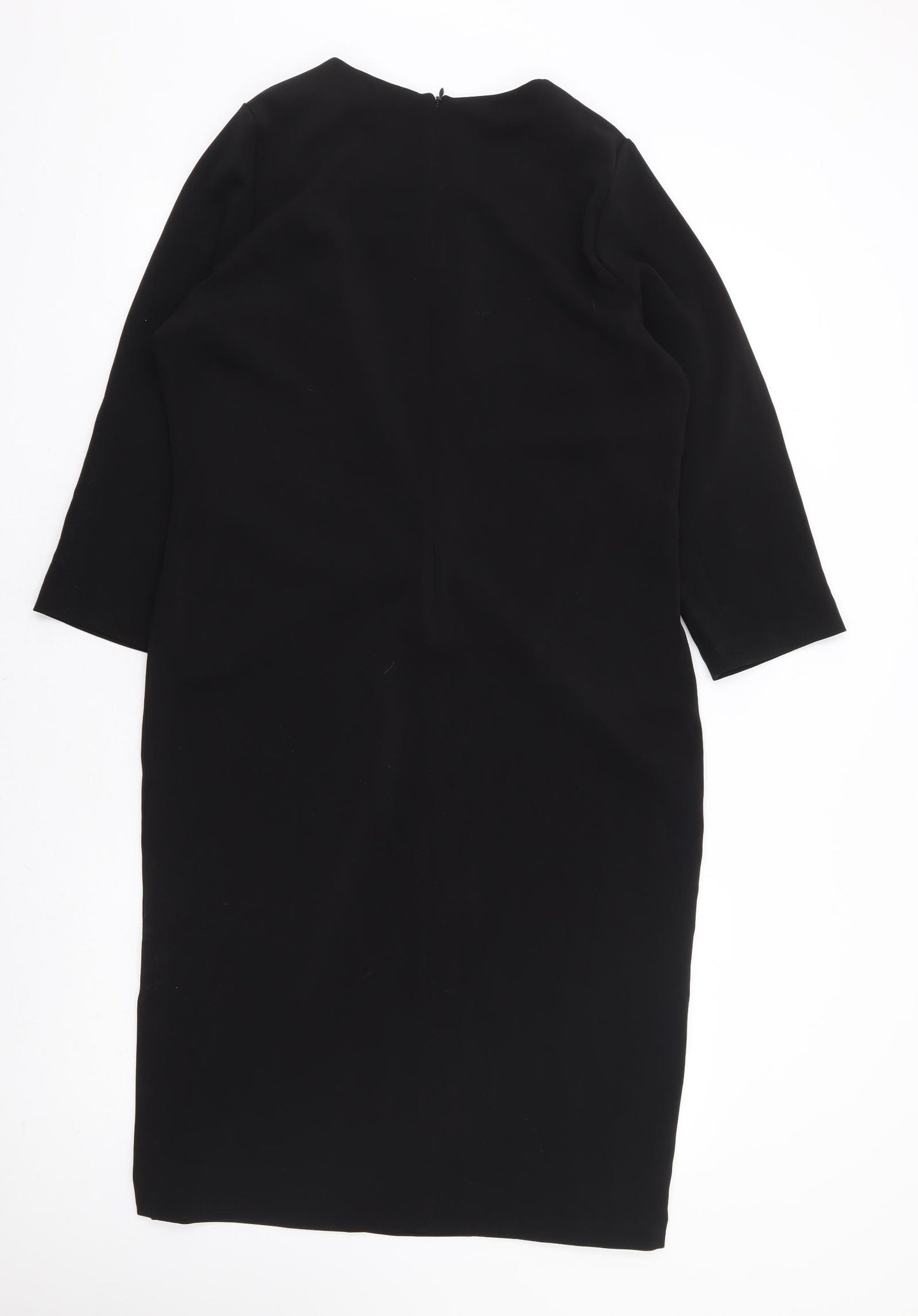 Linea Womens Black Polyester A-Line Size 12 Round Neck Zip