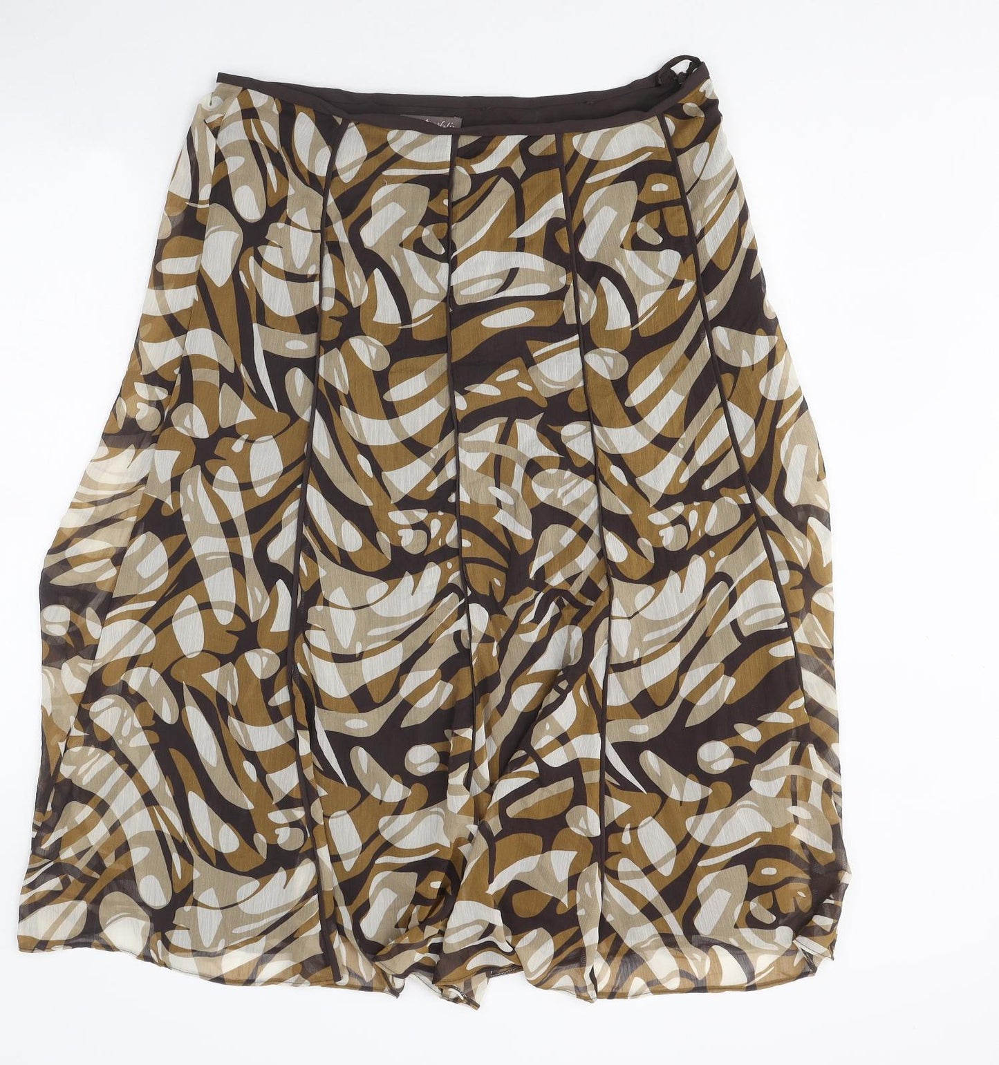 Portfolio Womens Brown Floral Polyester Maxi Skirt Size 16 Zip