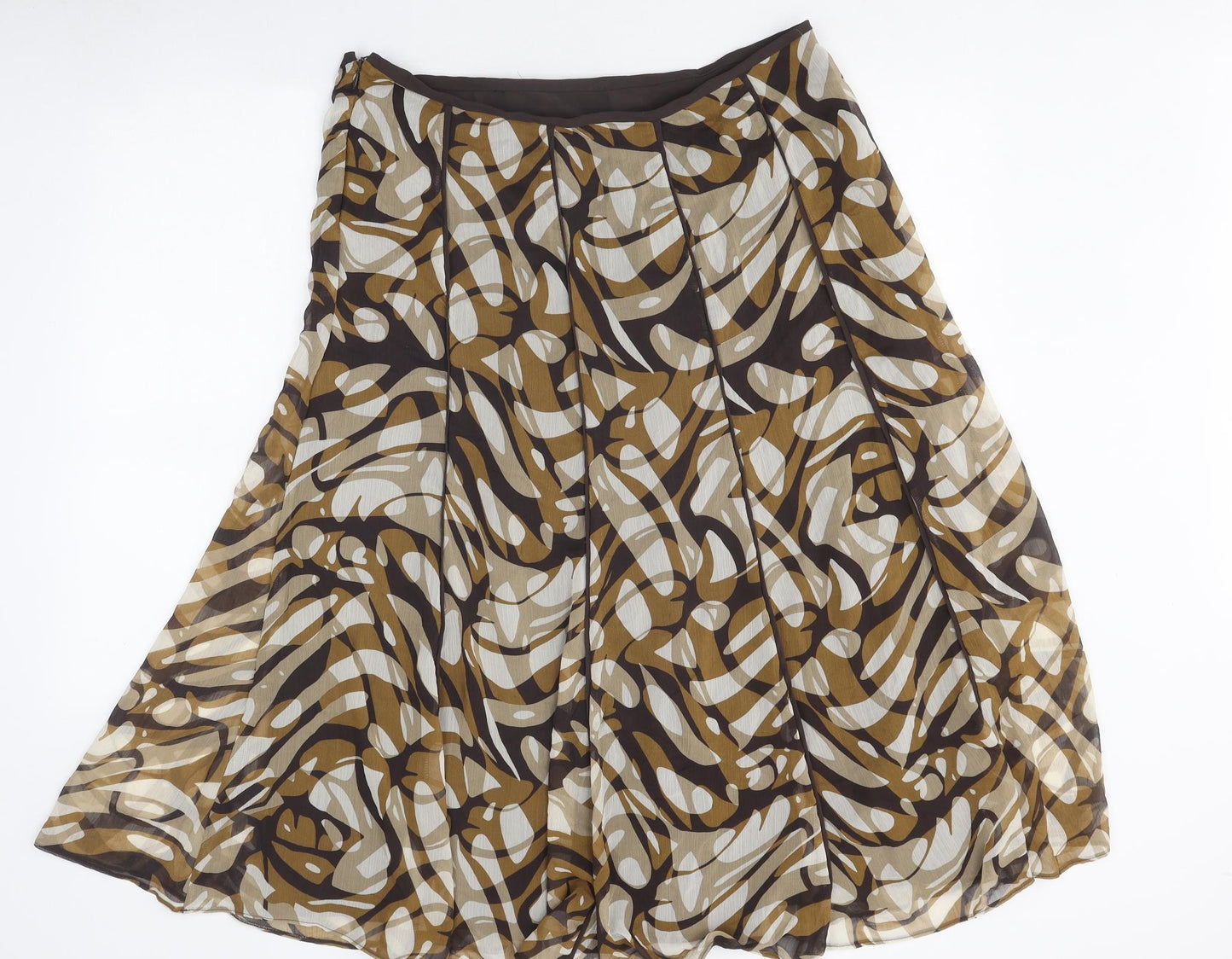 Portfolio Womens Brown Floral Polyester Maxi Skirt Size 16 Zip