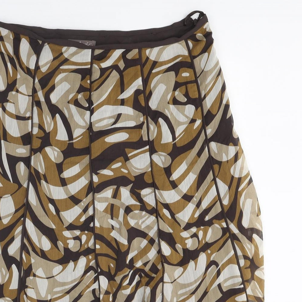 Portfolio Womens Brown Floral Polyester Maxi Skirt Size 16 Zip