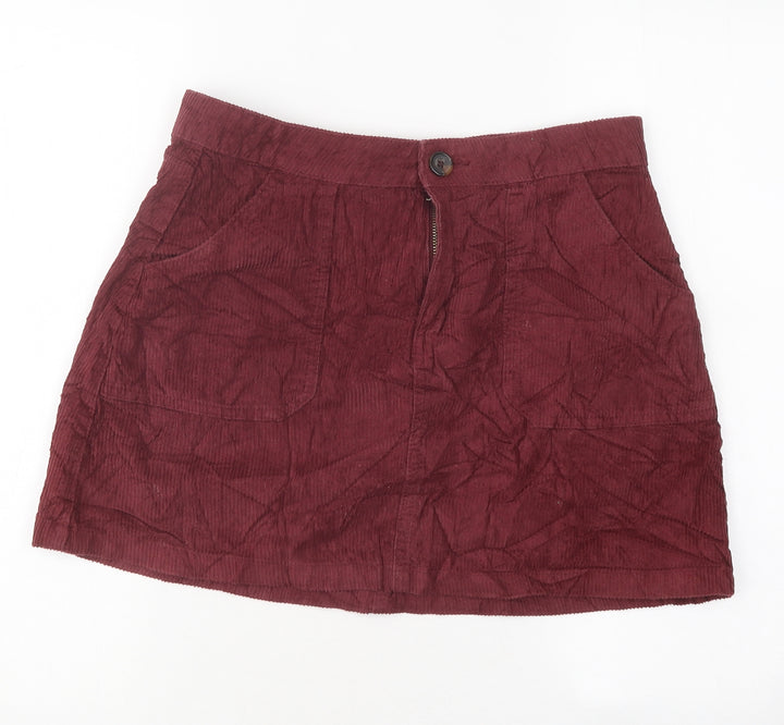 Primark Womens Purple Polyester A-Line Skirt Size 12 Zip