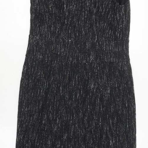 Principles Womens Black Herringbone Cotton A-Line Size 12 Scoop Neck Zip