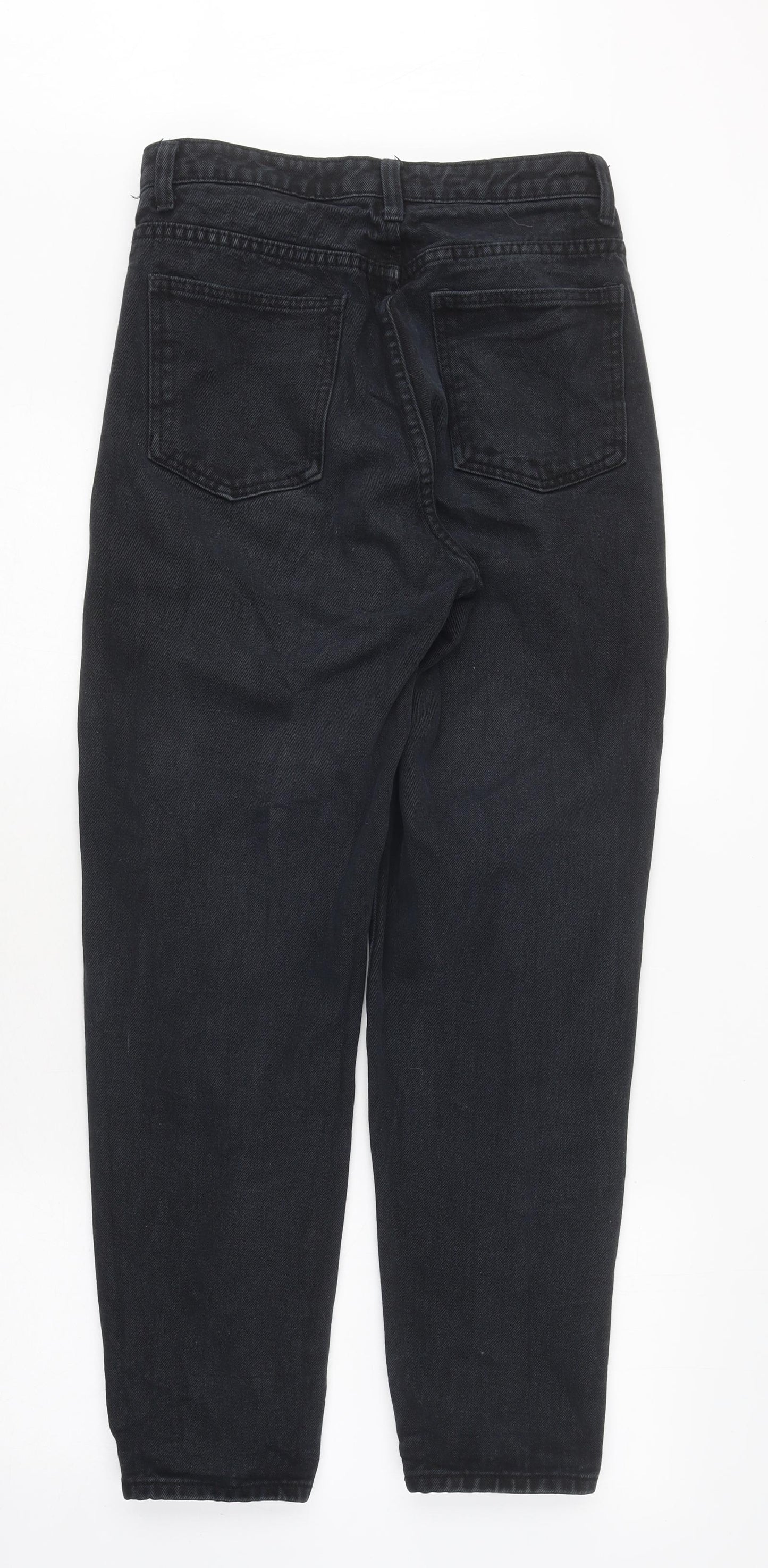PRETTYLITTLETHING Womens Black 100% Cotton Mom Jeans Size 10 L38.5 in Regular Zip