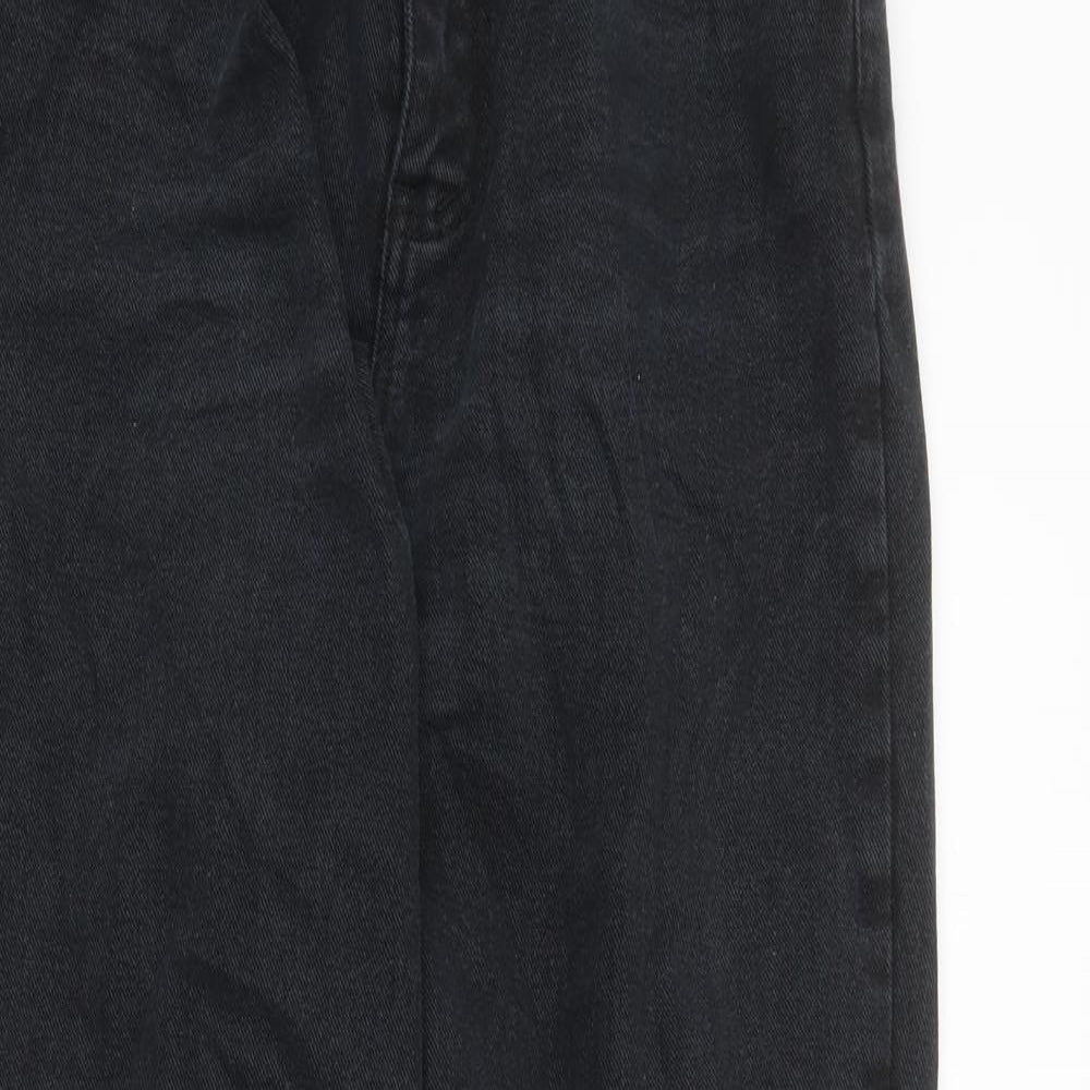 PRETTYLITTLETHING Womens Black 100% Cotton Mom Jeans Size 10 L38.5 in Regular Zip