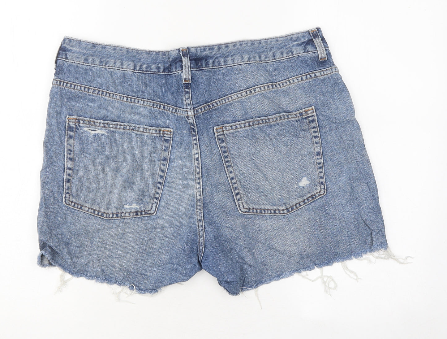 H&M Womens Blue Polyester Cut-Off Shorts Size 16 L13 in Regular Zip - Distressed