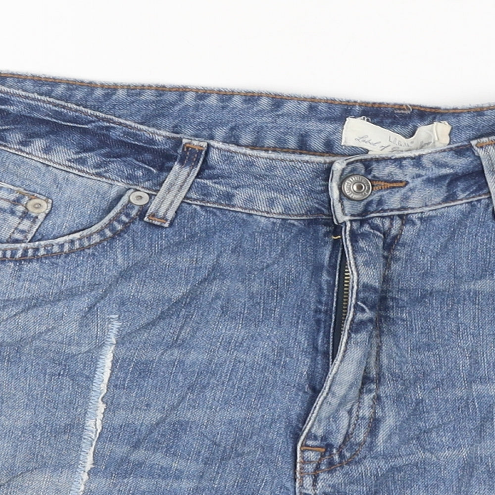 H&M Womens Blue Polyester Cut-Off Shorts Size 16 L13 in Regular Zip - Distressed