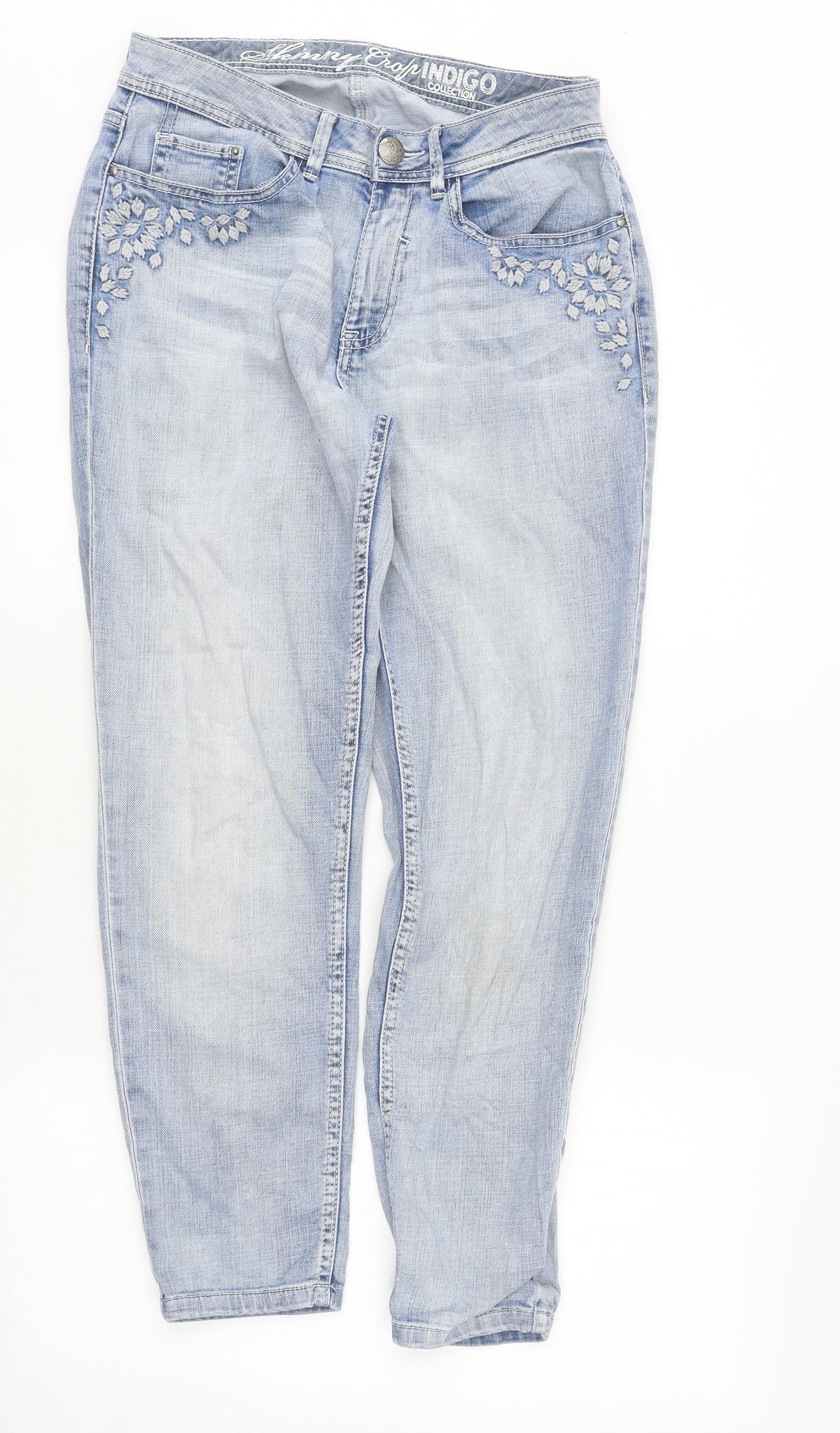 Marks and Spencer Womens Blue Cotton Straight Jeans Size 10 L35 in Regular Zip
