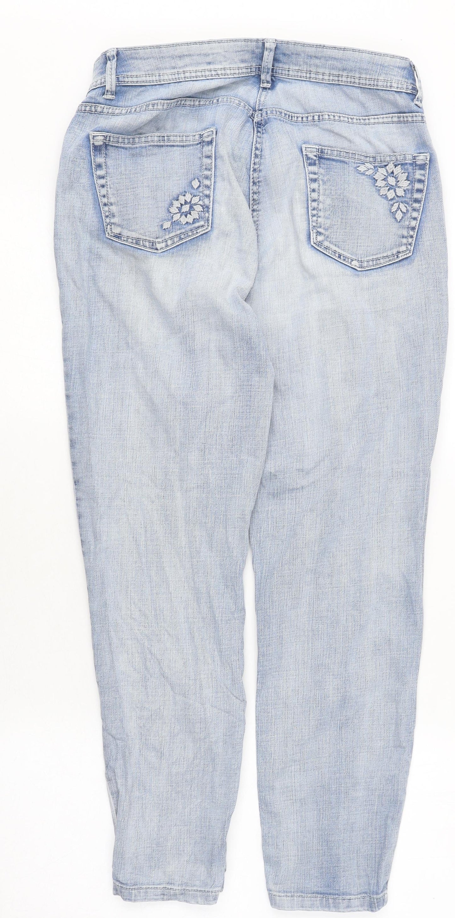 Marks and Spencer Womens Blue Cotton Straight Jeans Size 10 L35 in Regular Zip