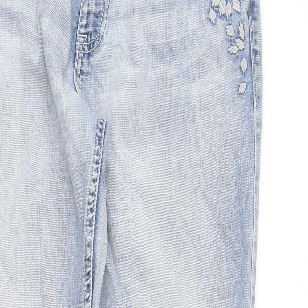 Marks and Spencer Womens Blue Cotton Straight Jeans Size 10 L35 in Regular Zip