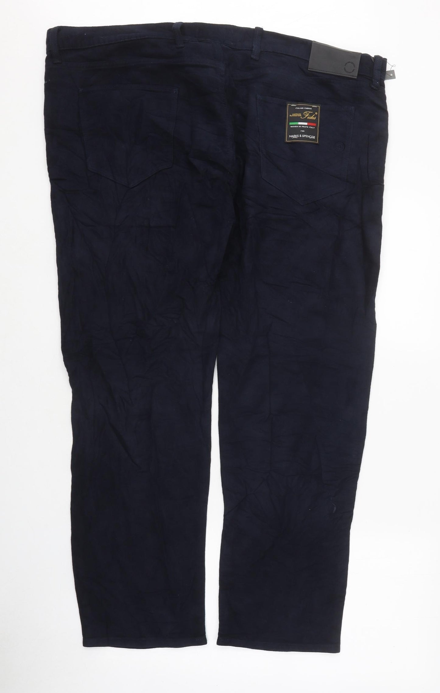 Marks and Spencer Mens Blue Cotton Straight Jeans Size XL L29 in Slim Zip