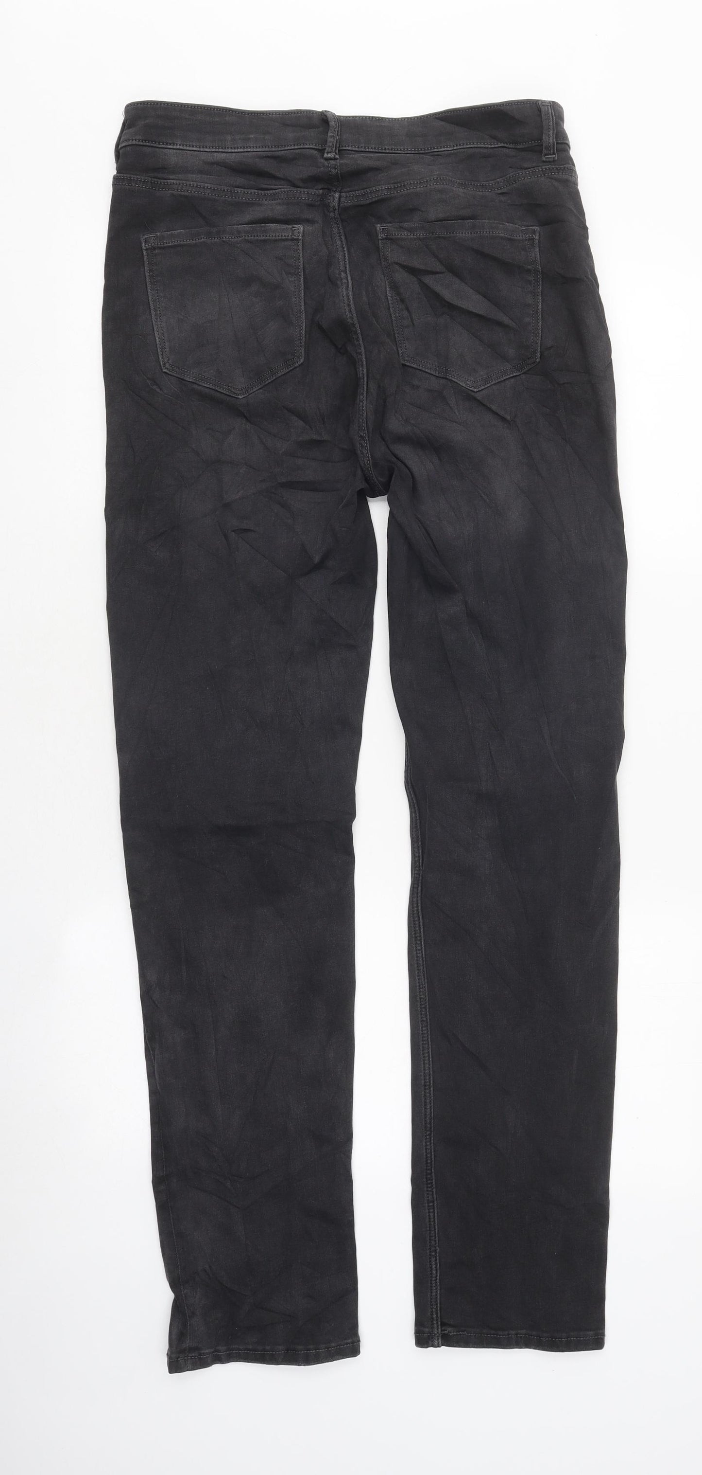 Marks and Spencer Womens Black Cotton Skinny Jeans Size 12 L38.5 in Regular Zip