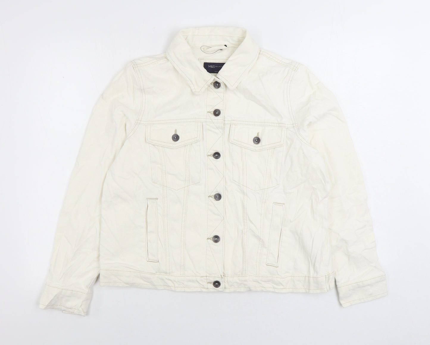Marks and Spencer Womens White Jacket Size 14 Button