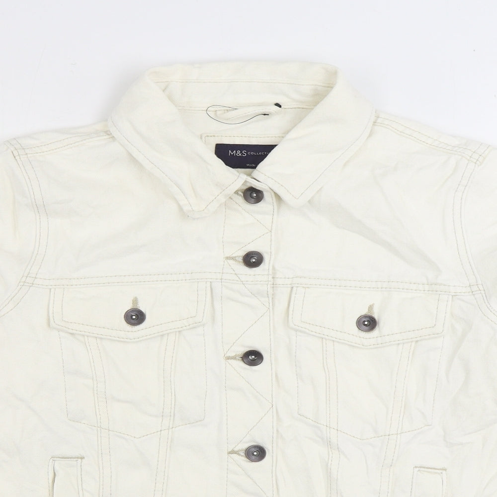 Marks and Spencer Womens White Jacket Size 14 Button