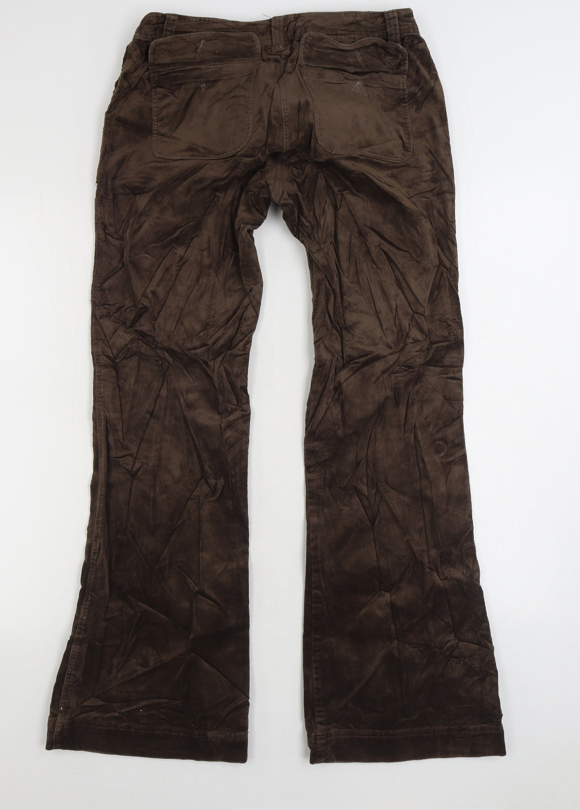 Warehouse Womens Brown Cotton Trousers Size 10 L30 in Regular Zip