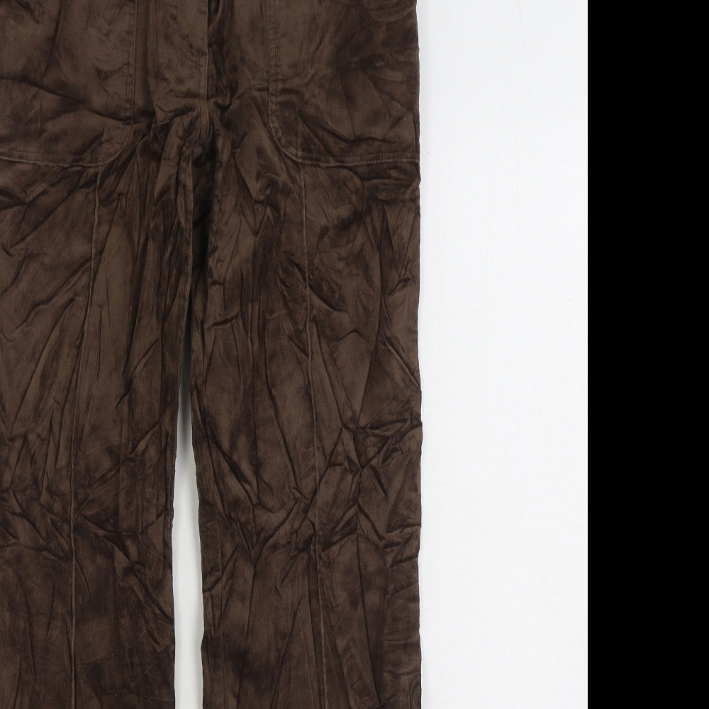 Warehouse Womens Brown Cotton Trousers Size 10 L30 in Regular Zip
