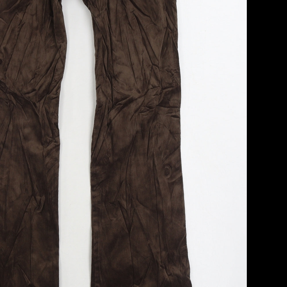 Warehouse Womens Brown Cotton Trousers Size 10 L30 in Regular Zip