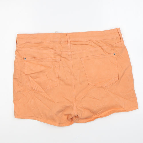 Marks and Spencer Womens Orange Cotton Hot Pants Shorts Size 18 L7 in Regular Zip