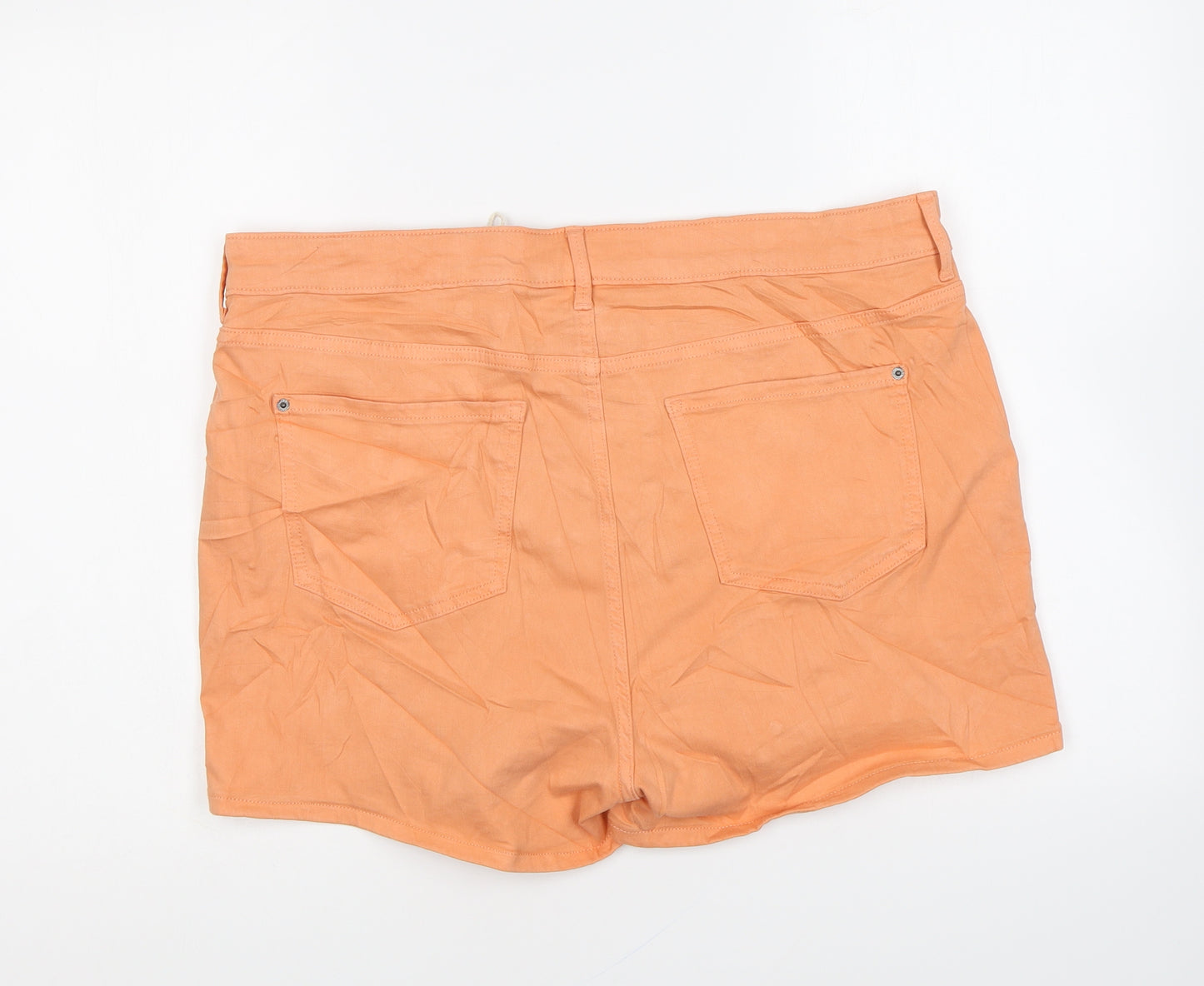 Marks and Spencer Womens Orange Cotton Hot Pants Shorts Size 18 L7 in Regular Zip