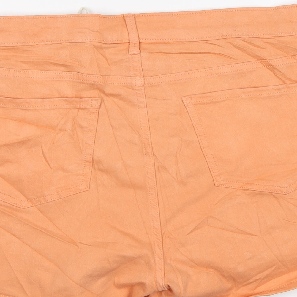 Marks and Spencer Womens Orange Cotton Hot Pants Shorts Size 18 L7 in Regular Zip