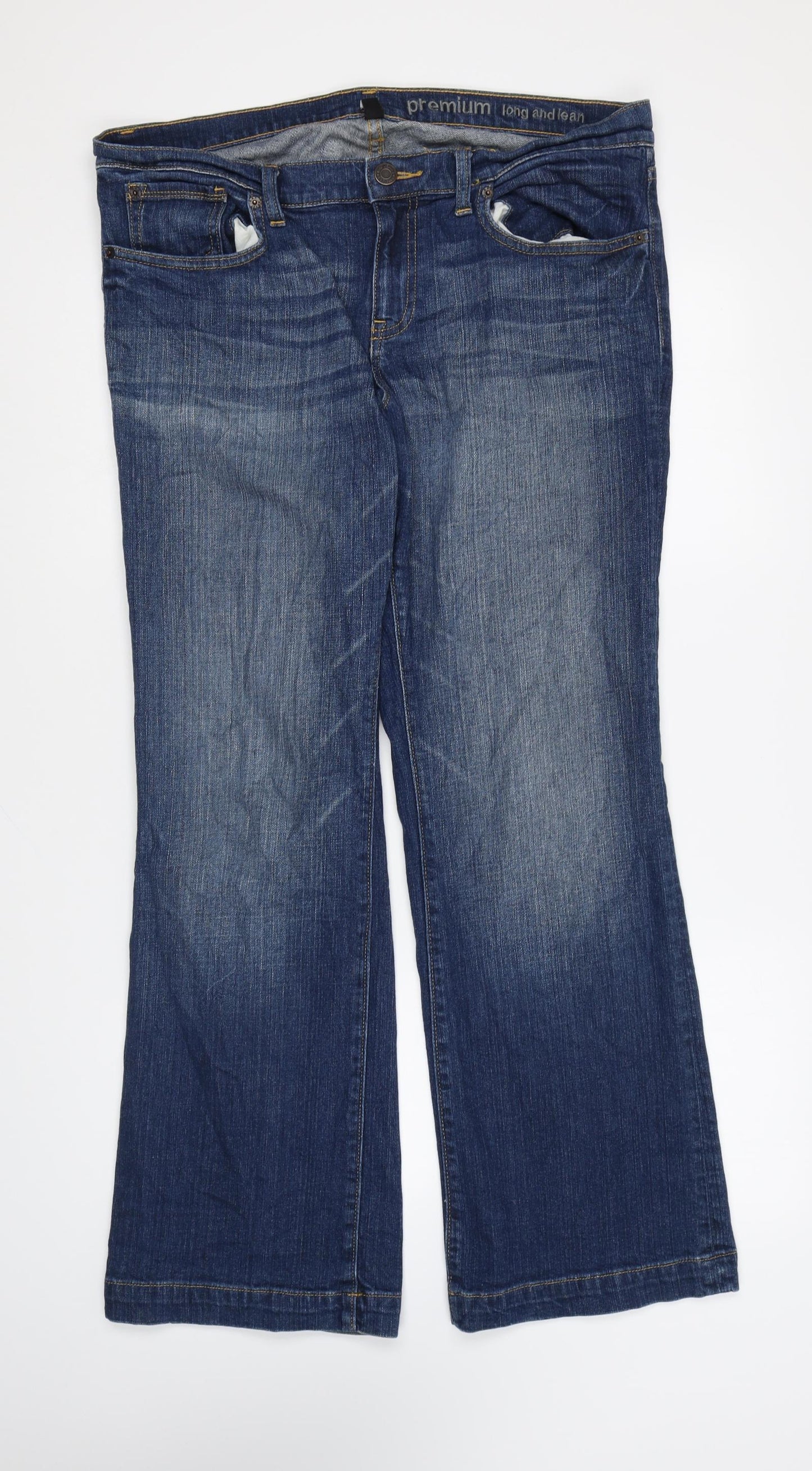 Gap Mens Blue Cotton Bootcut Jeans Size 35 in L28 in Regular Zip