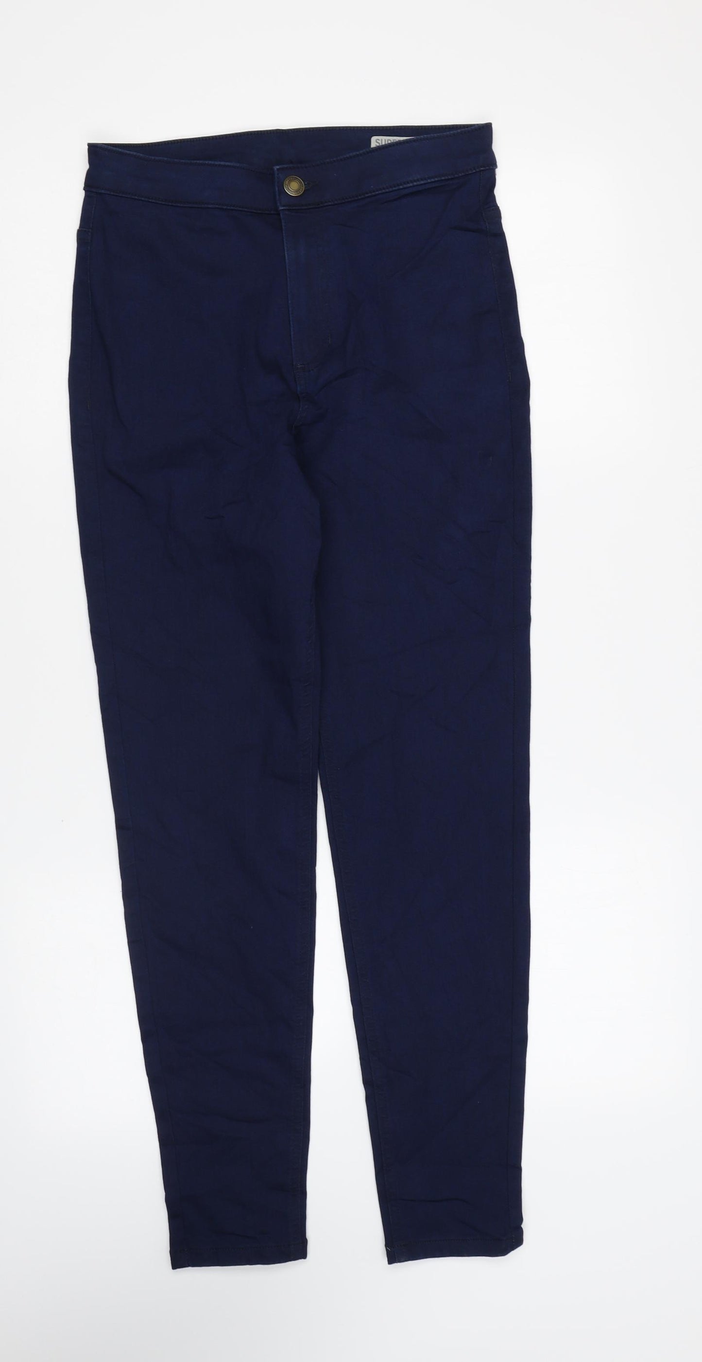 Marks and Spencer Womens Blue Cotton Skinny Jeans Size 10 L27 in Regular Zip - Super Skinny