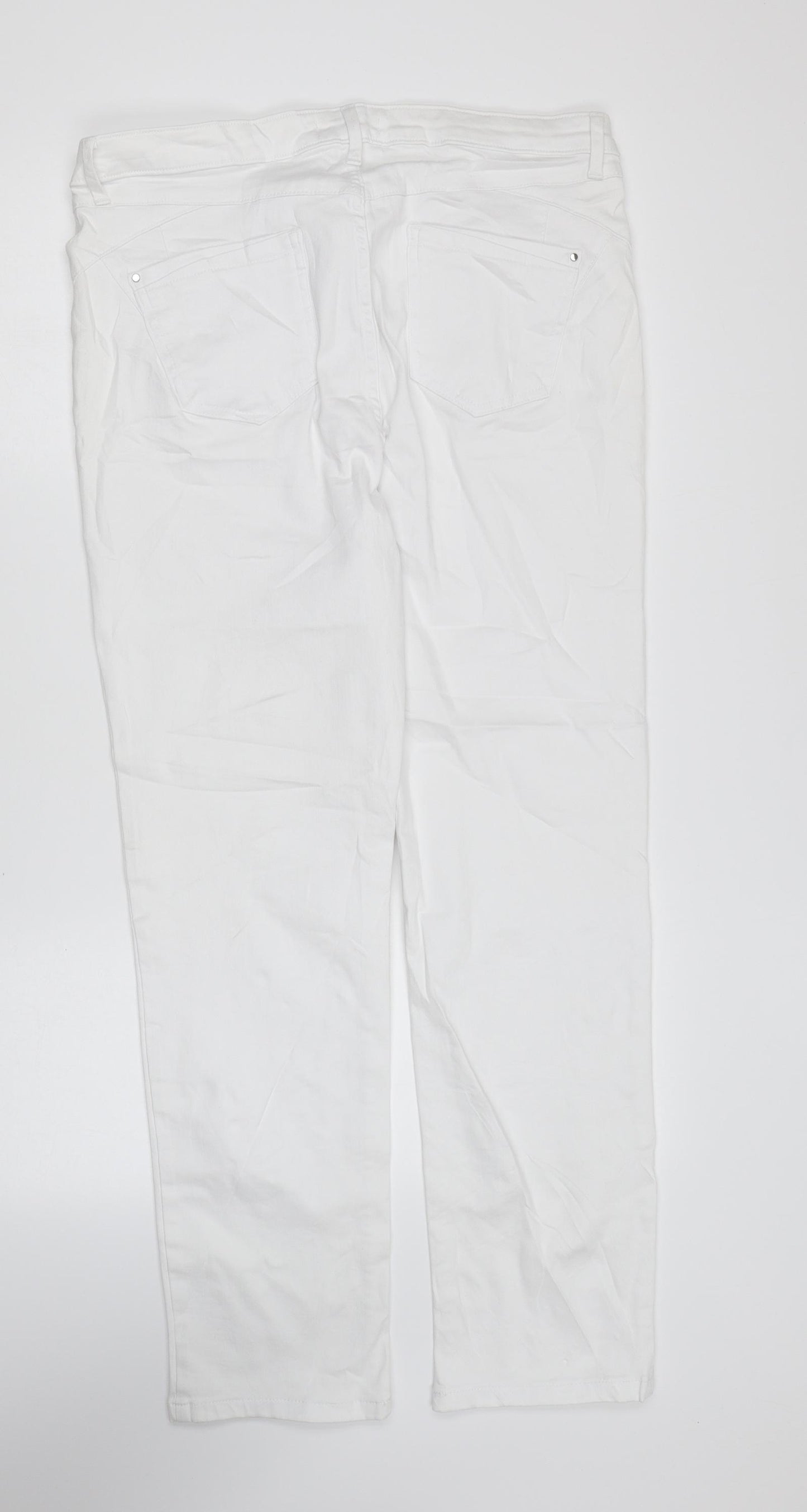 Marks and Spencer Womens White Cotton Skinny Jeans Size 16 L29 in Slim Zip