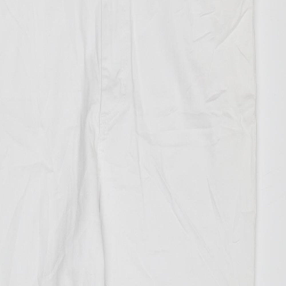 Marks and Spencer Womens White Cotton Skinny Jeans Size 16 L29 in Slim Zip