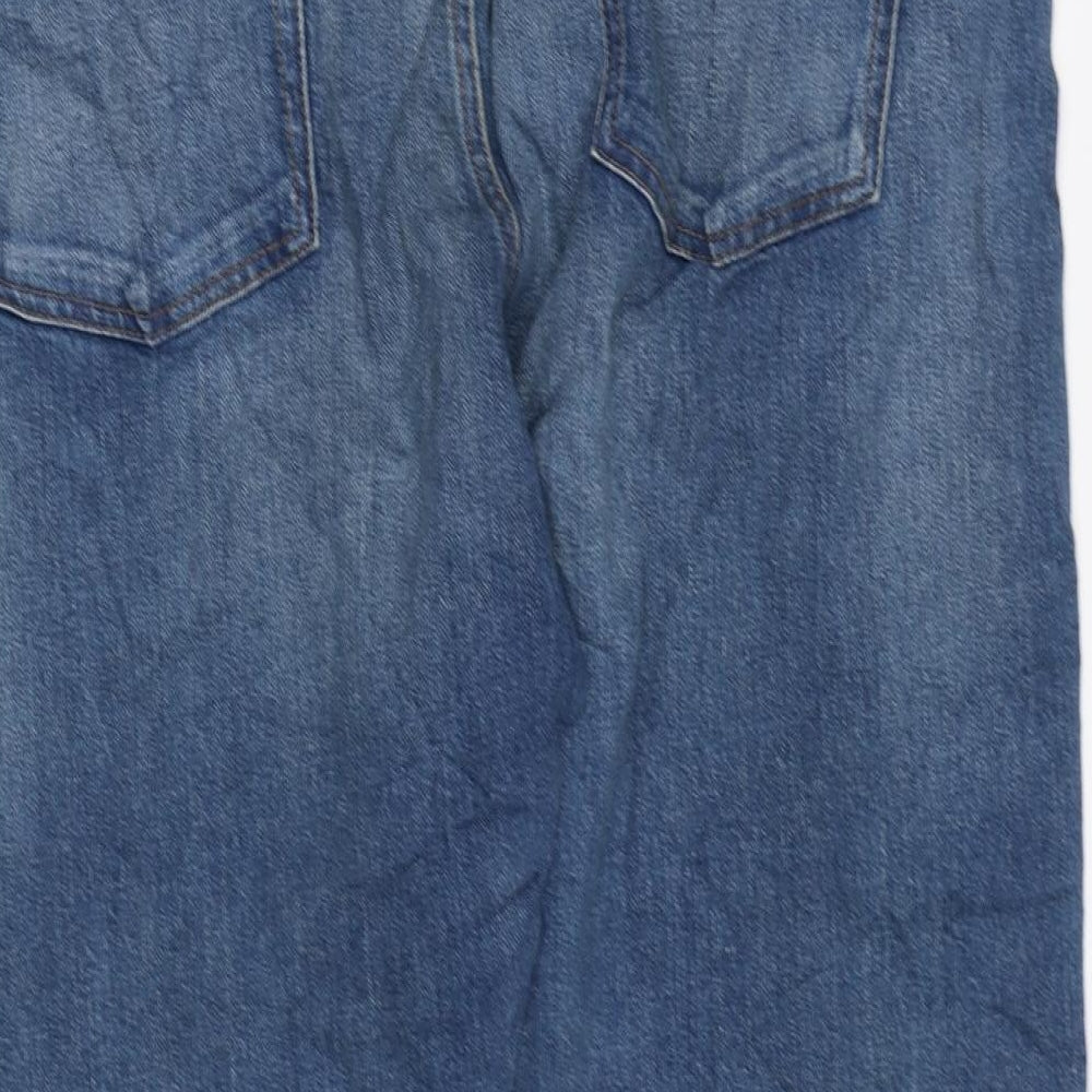 Marks and Spencer Womens Blue Cotton Straight Jeans Size 20 L24 in Regular Zip