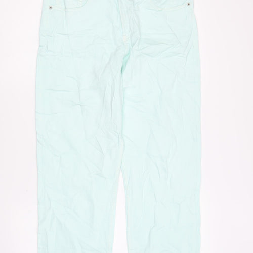 Marks and Spencer Womens Blue Cotton Straight Jeans Size 12 L26 in Regular Zip