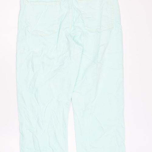 Marks and Spencer Womens Blue Cotton Straight Jeans Size 12 L26 in Regular Zip