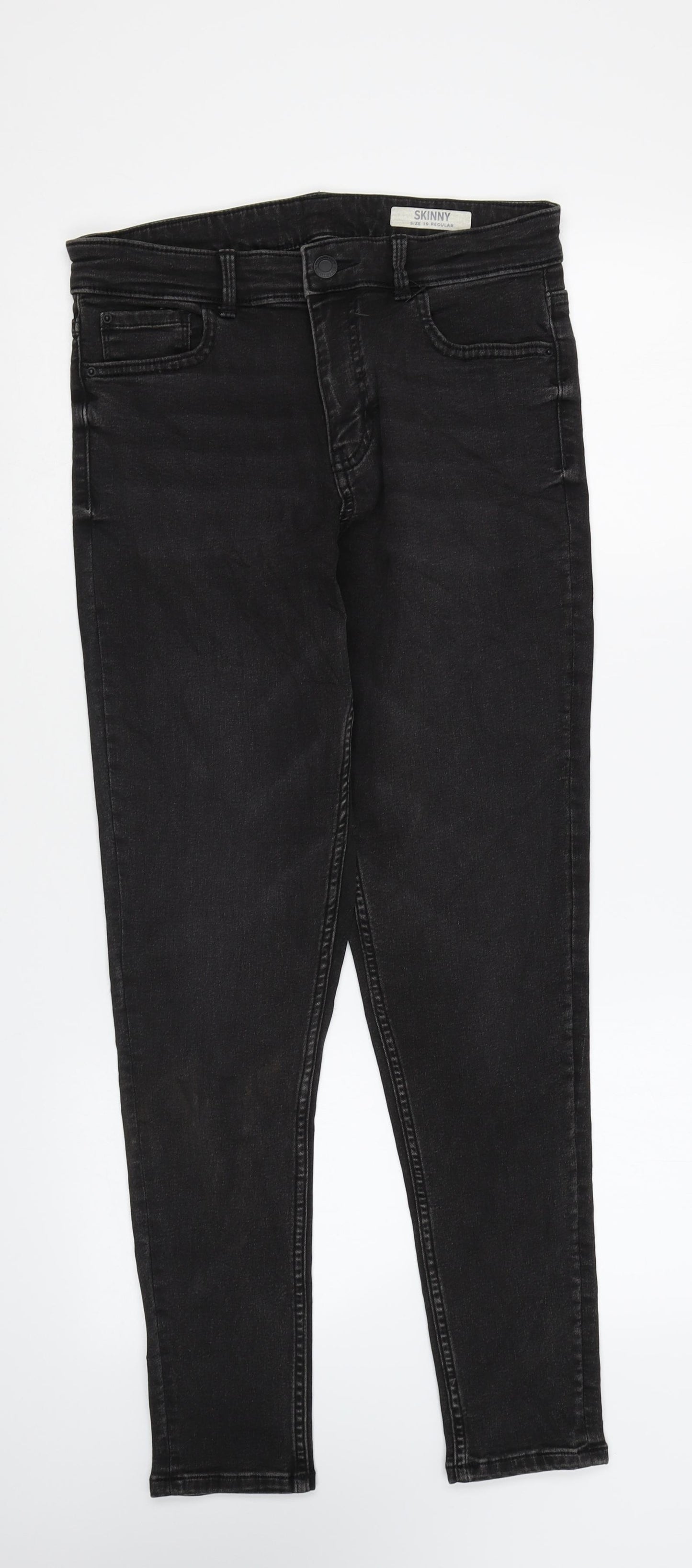 Marks and Spencer Womens Black Cotton Skinny Jeans Size 10 L28 in Regular Zip