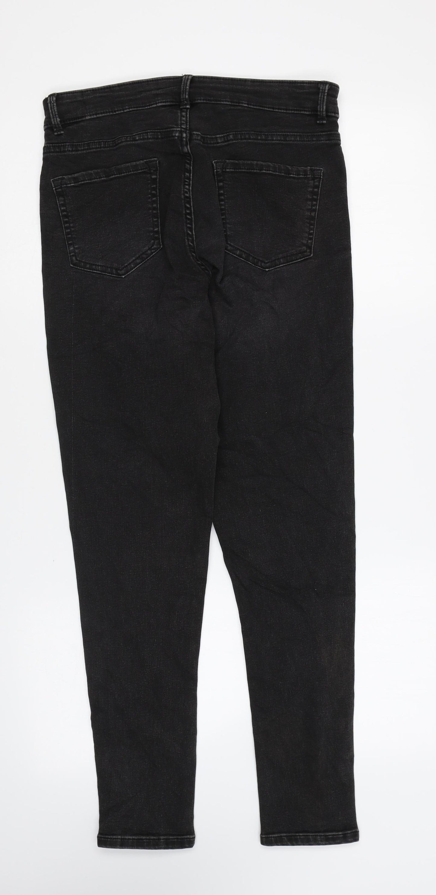 Marks and Spencer Womens Black Cotton Skinny Jeans Size 10 L28 in Regular Zip