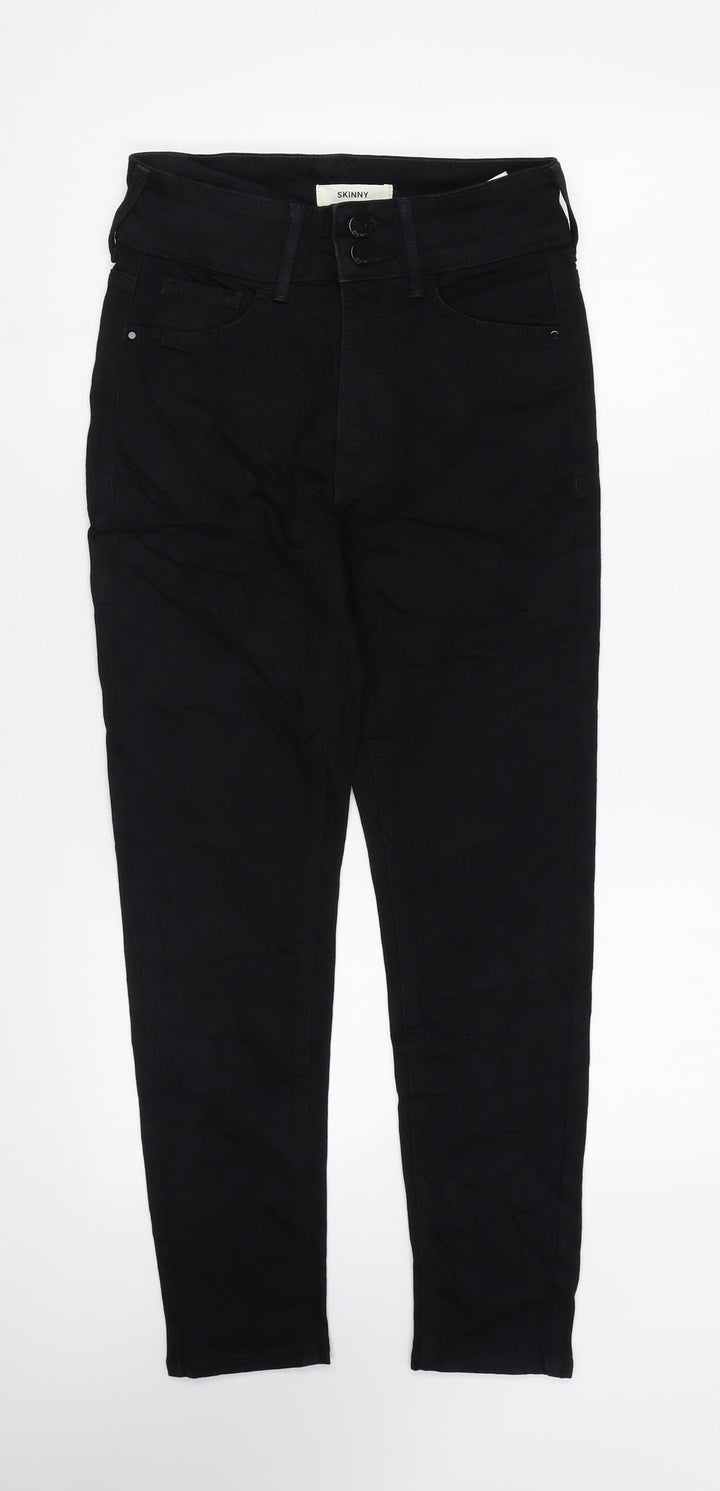 Marks and Spencer Womens Black Cotton Skinny Jeans Size 8 L26 in Regular Zip