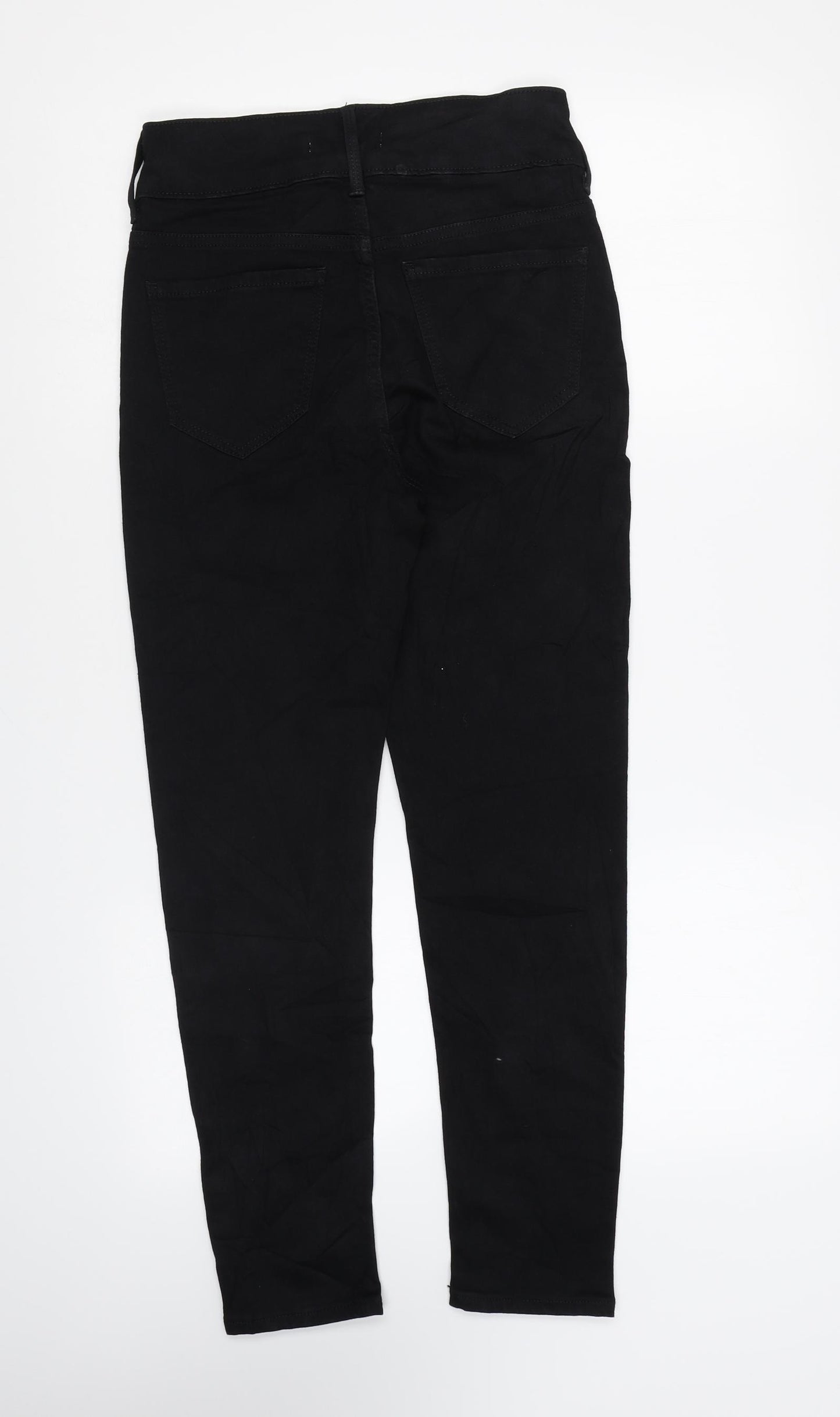 Marks and Spencer Womens Black Cotton Skinny Jeans Size 8 L26 in Regular Zip