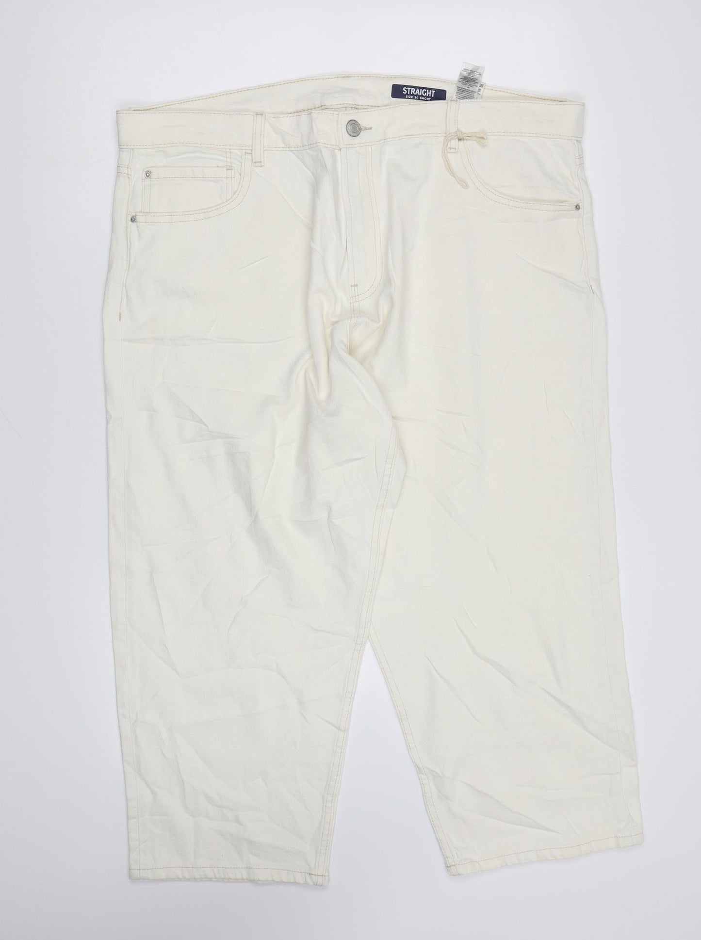 Marks and Spencer Womens Ivory Cotton Cropped Jeans Size 20 L23 in Regular Zip
