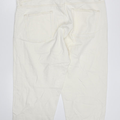 Marks and Spencer Womens Ivory Cotton Cropped Jeans Size 20 L23 in Regular Zip