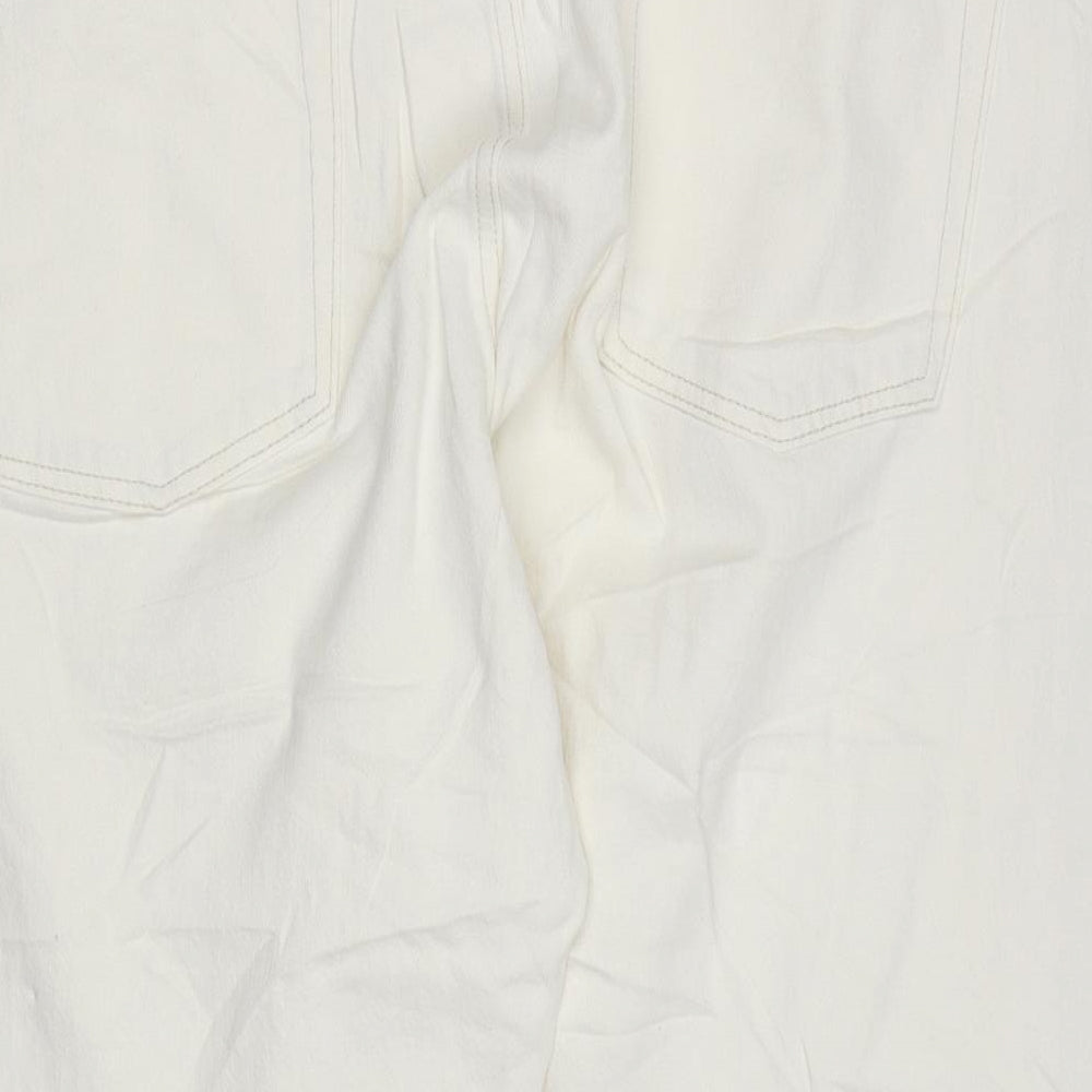 Marks and Spencer Womens Ivory Cotton Cropped Jeans Size 20 L23 in Regular Zip