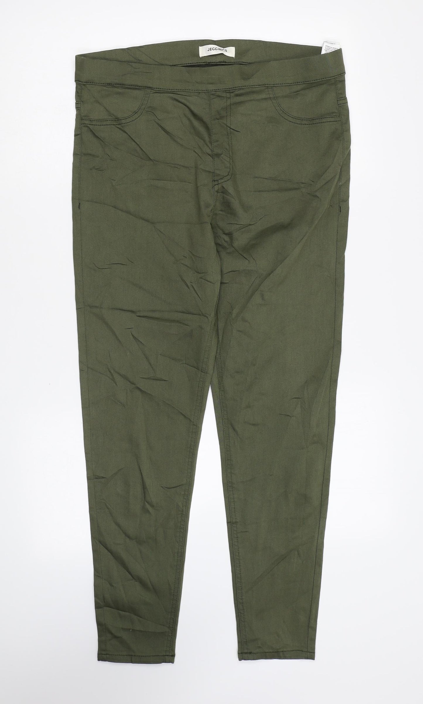 Marks and Spencer Womens Green Cotton Jegging Leggings Size 14 L27 in