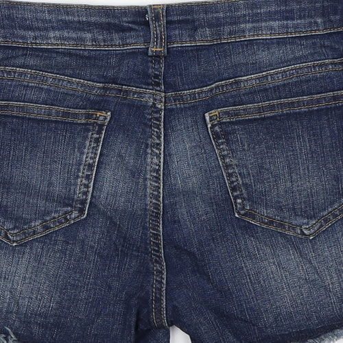 Marks and Spencer Girls Blue Cotton Hot Pants Shorts Size 10-11 Years Regular Zip - Lace Detail