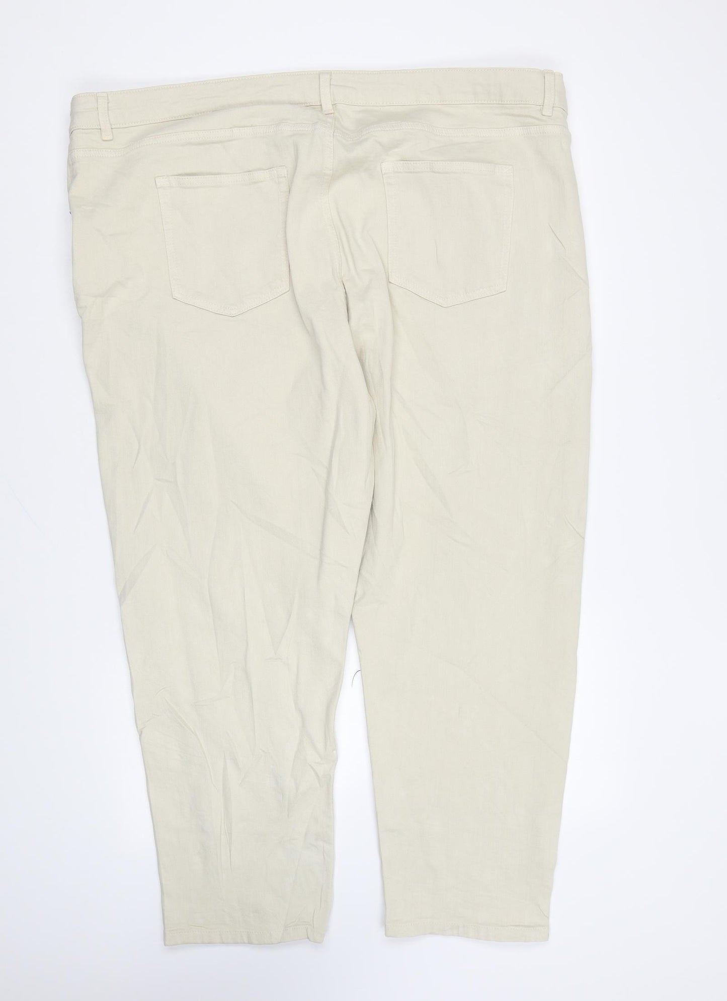 Marks and Spencer Womens Beige Cotton Cropped Jeans Size 24 L25 in Regular Zip