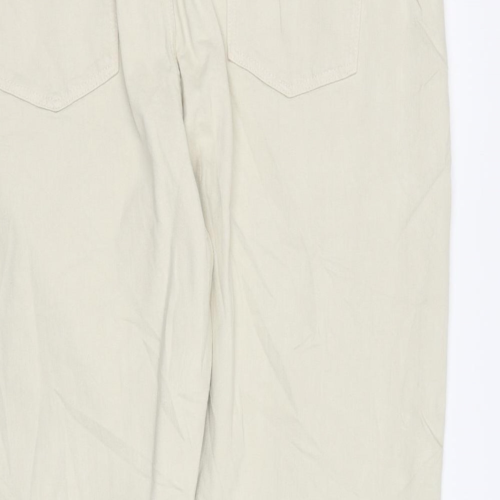 Marks and Spencer Womens Beige Cotton Cropped Jeans Size 24 L25 in Regular Zip