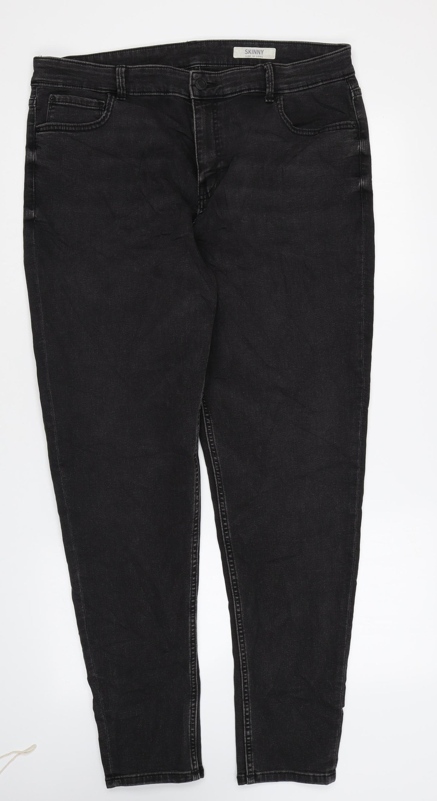 Marks and Spencer Womens Black Cotton Skinny Jeans Size 18 L30 in Regular Zip - Log