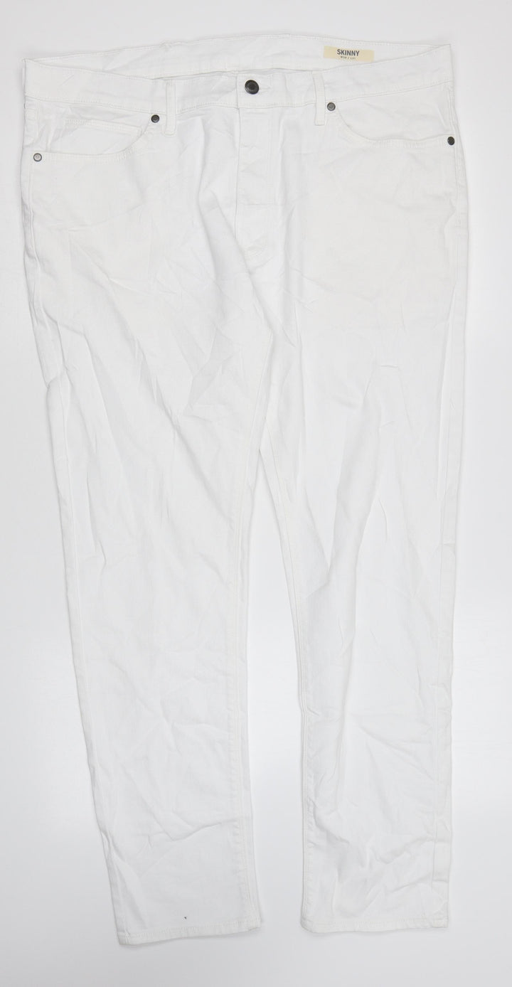 Marks and Spencer Womens White Cotton Skinny Jeans Size 38 in L30 in Regular Zip