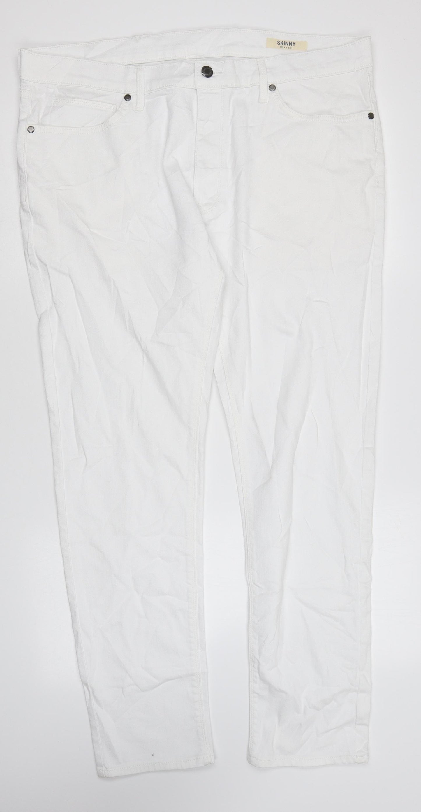 Marks and Spencer Womens White Cotton Skinny Jeans Size 38 in L30 in Regular Zip